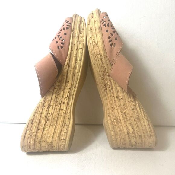 Spring Step Sandals Women's EU 40 US 9.5 Wedge Blush Cutout Leather Slip On Mule - Picture 6 of 11